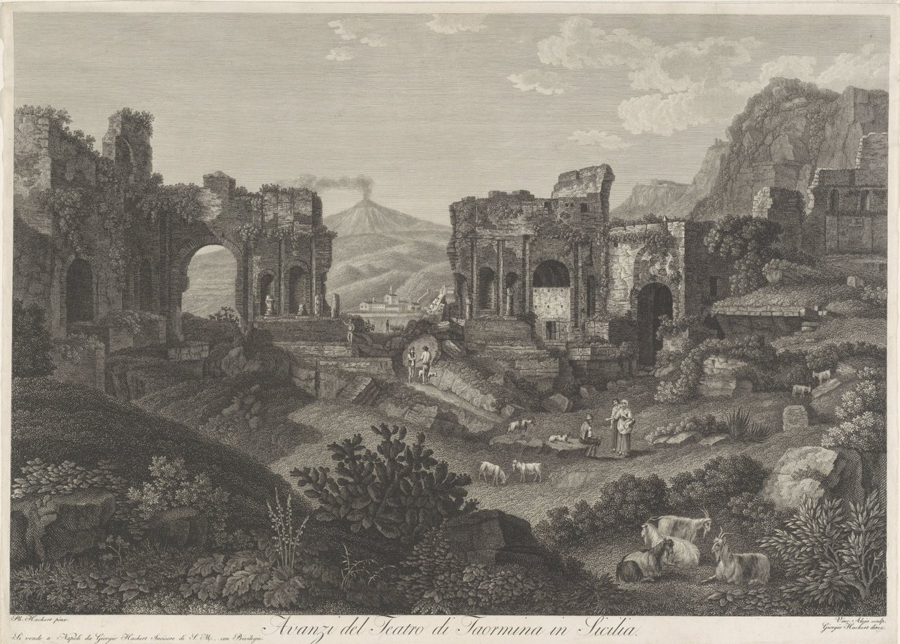 Theatre van Taormina Rester från teatern i Taormina på Sicilien (titel på objekt) av Vincenzo Alloja