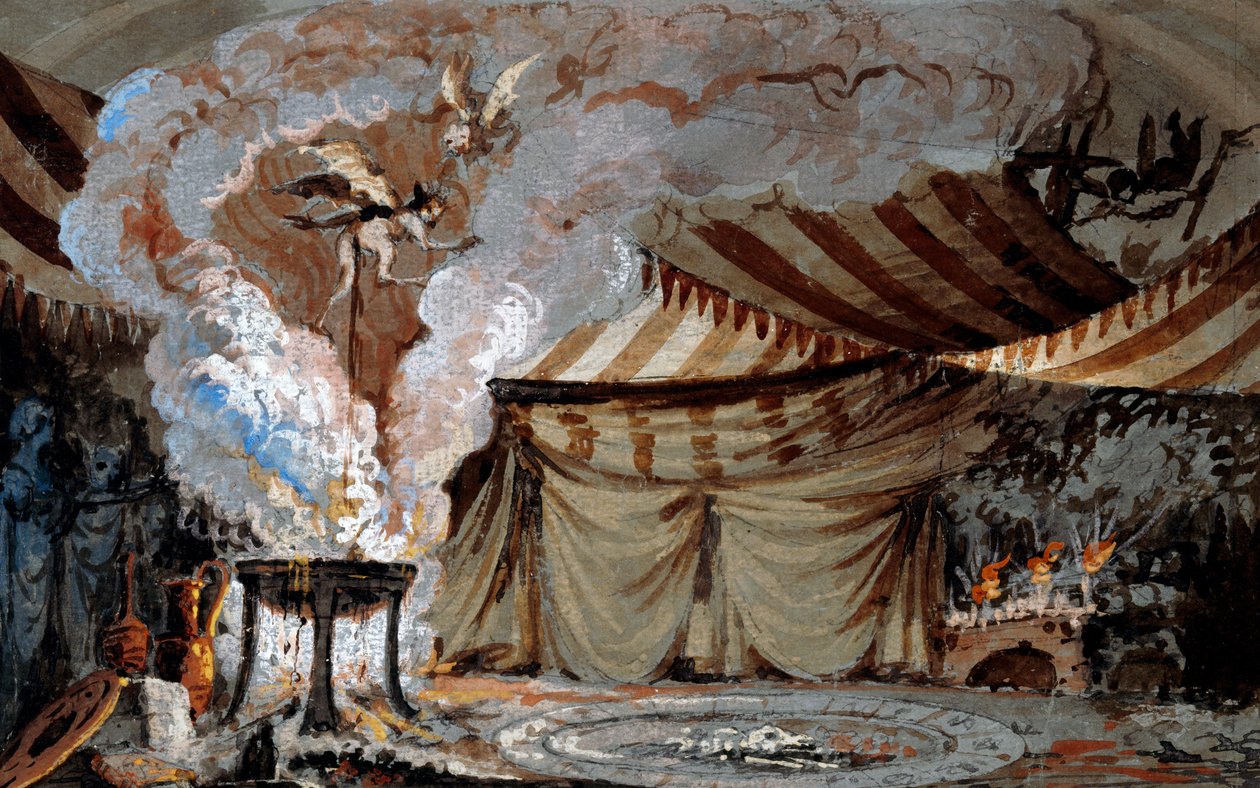 Skiss till valvet på Teatro Sociale i Bergamo (akvarell) av Vincenzo Bonomini