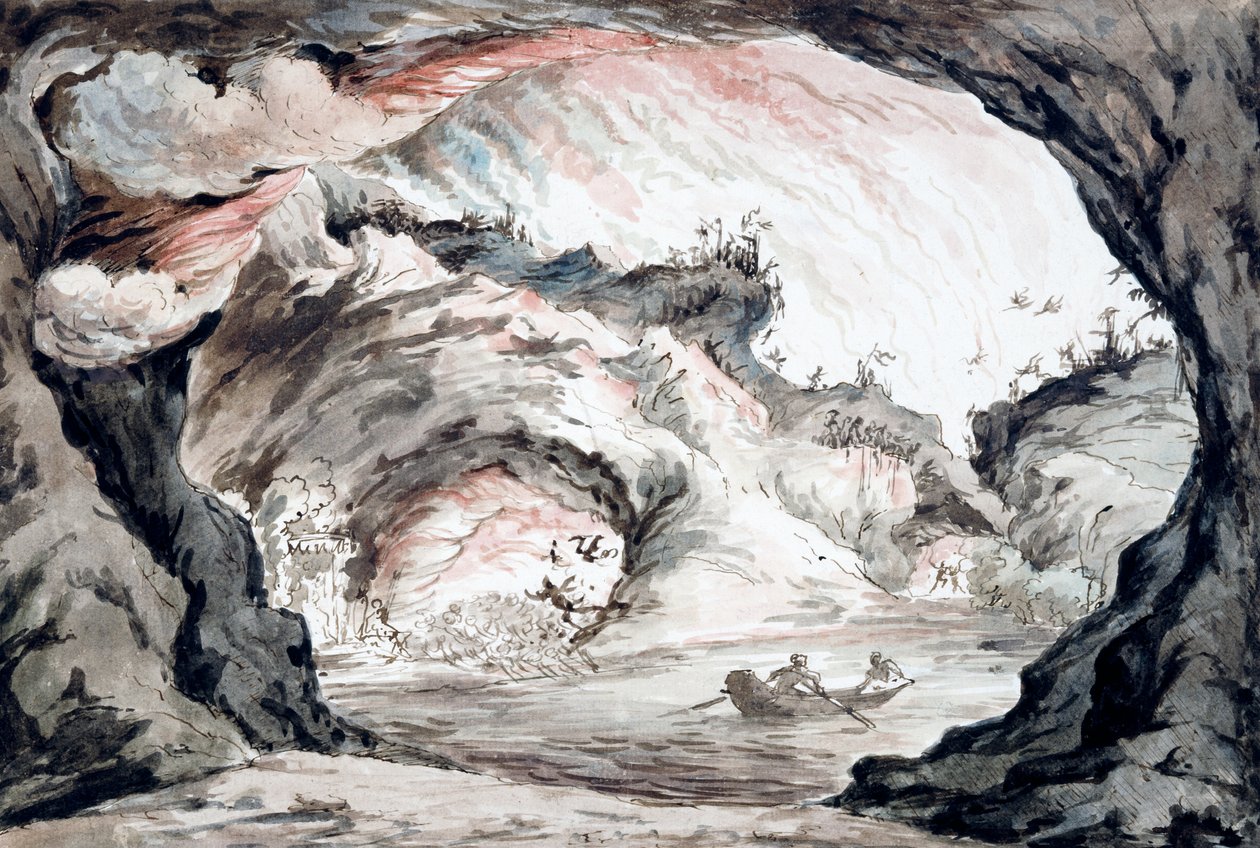 Tragedisk scen, skiss av scenografin (akvarell) av Vincenzo Bonomini