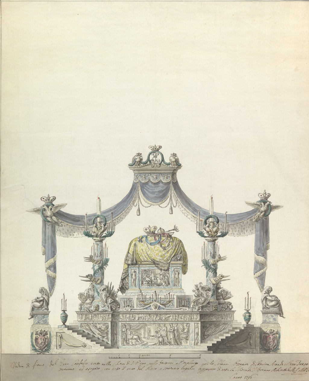 Katafalken för kejsarinnan Katarina den stora av Ryssland sidohöjd., 1796. av Vincenzo Brenna