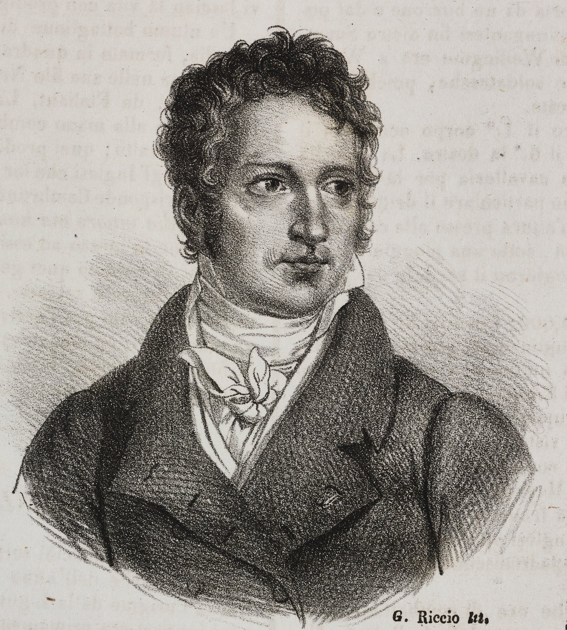 Porträtt av Vincenzo Camuccini (1771-1844), italiensk målare och restauratör, litografi av Gaetano Riccio från Poliorama Pittoresco, n 16, 23 november av Vincenzo Camuccini