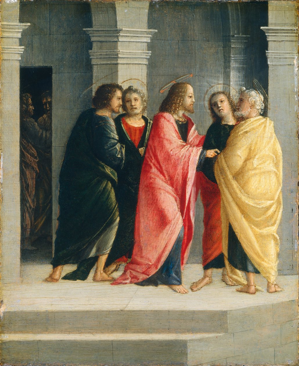 Kristus instruerar Petrus och Johannes att förbereda sig för påsken av Vincenzo Civerchio