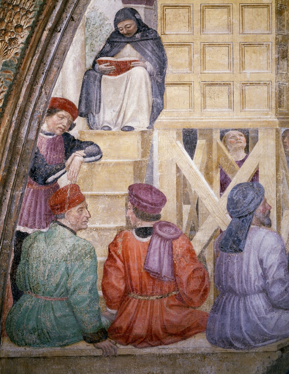 Molnets mirakel, detalj från Stories of Saint Peter Martyr av Vincenzo Foppa