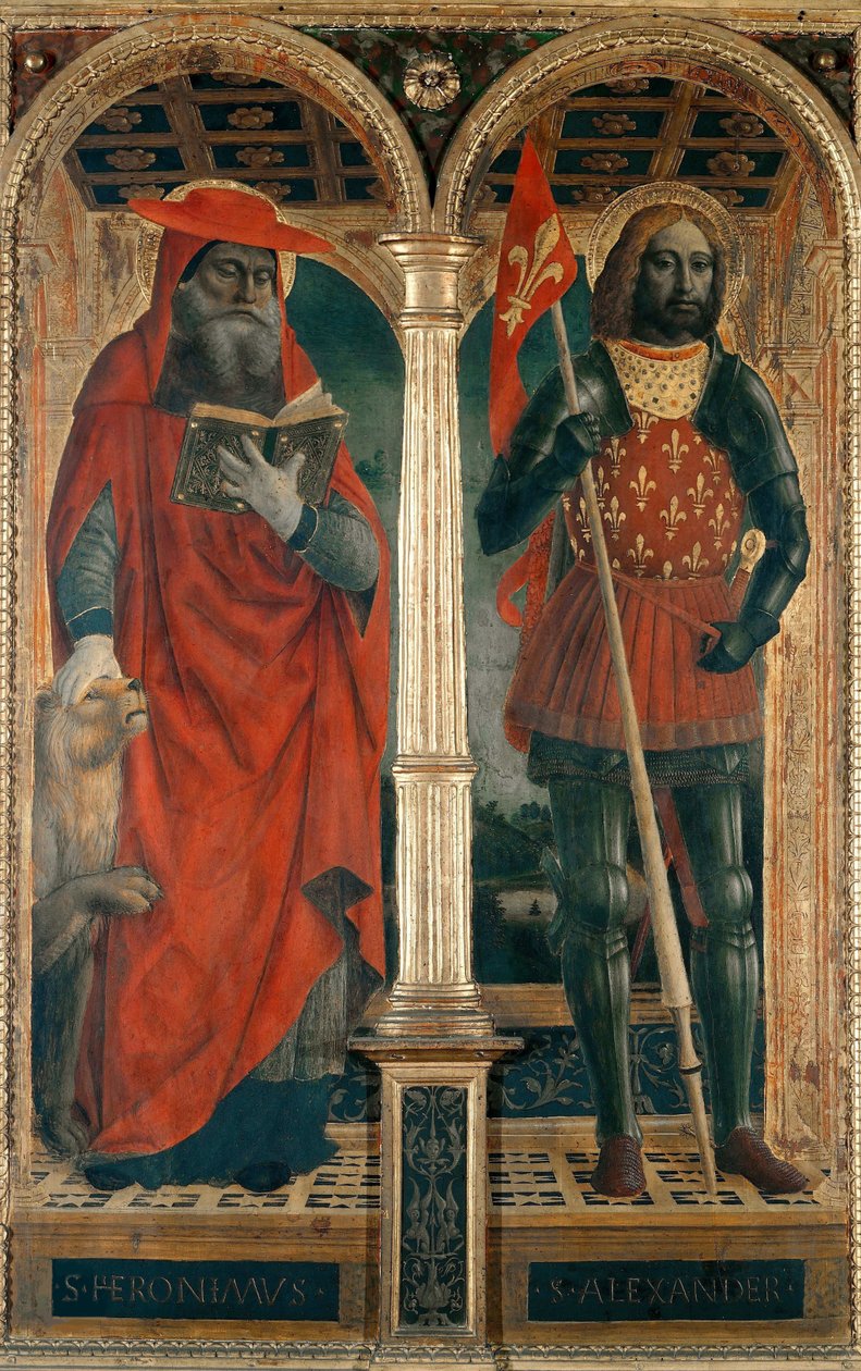De heliga Jerome och Alexander. Polyptyk från Santa Maria delle Grazie, 1500-1505. av Vincenzo Foppa