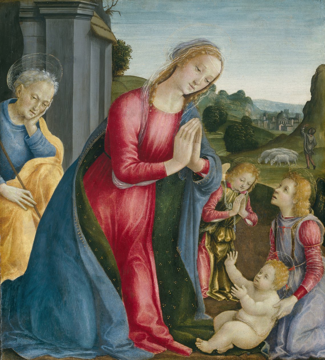 Tillbedjan av Kristusbarnet, ca. 1490. av Vincenzo Frediani