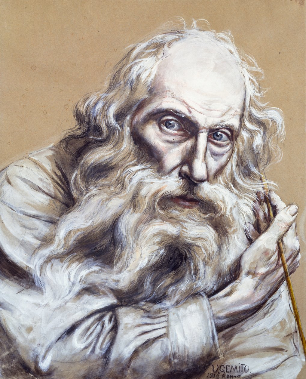 Självporträtt, av Vincenzo Gemito (1852-1929), tempera på papper, 50x40 cm av Vincenzo Gemito
