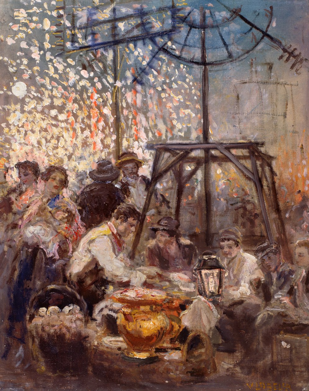 Bläckfiskförsäljare i Piedigrotta, av Vincenzo La Bella (1872-1954) av Vincenzo La Bella