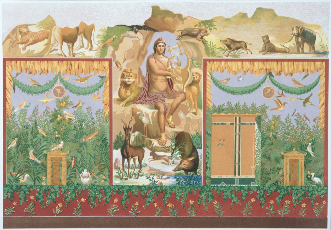 Orpheus Taming the Animals, rekonstruktion av en fresk från Pompeji av Vincenzo Loria