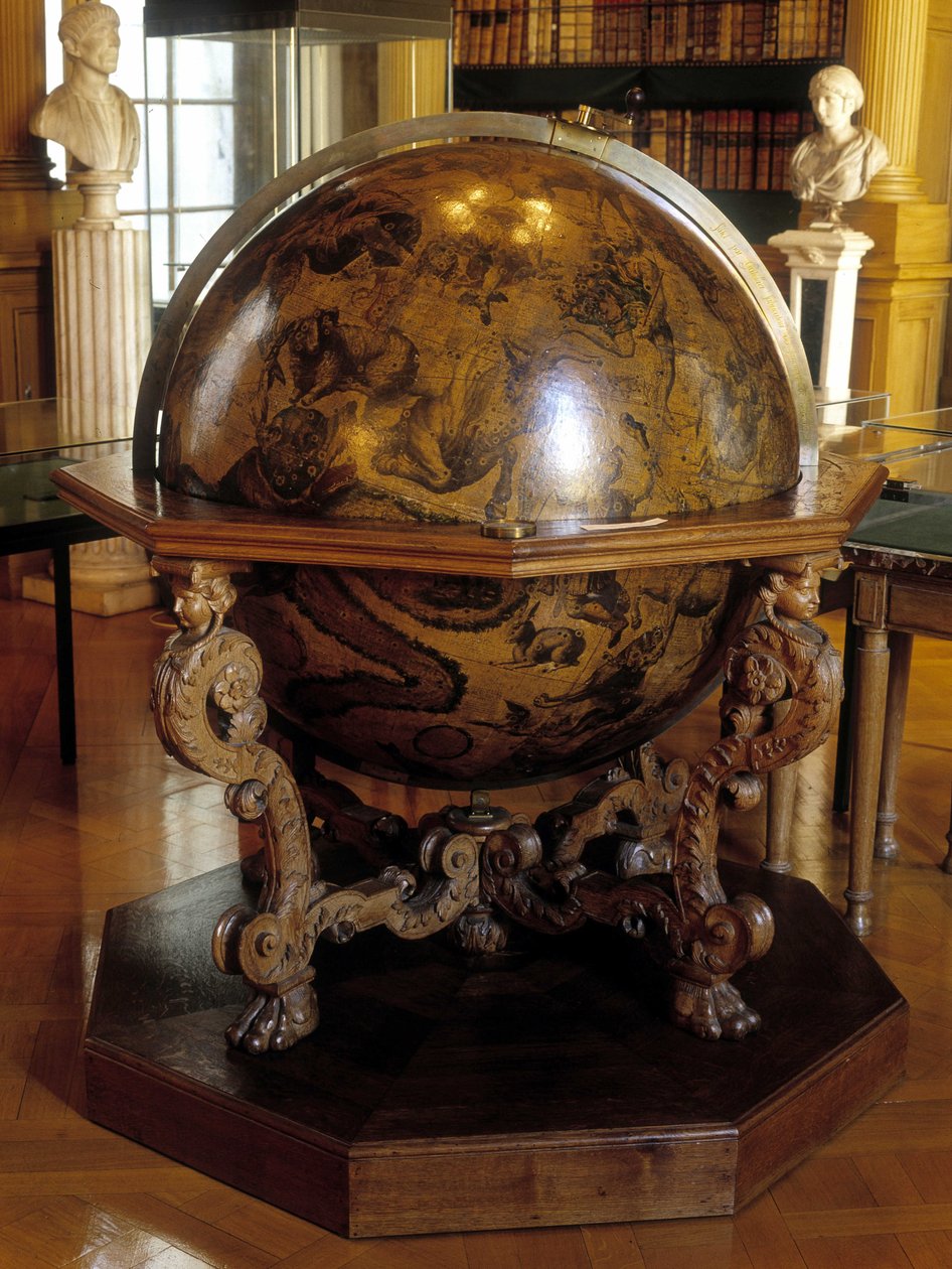 Coronellis himlaklot till Gatelliers meridian. Denna jordglob gjordes av franciskanermunken Vincenzo Coronelli (1650-1718). Institut de France Paris. av Vincenzo Maria Coronelli