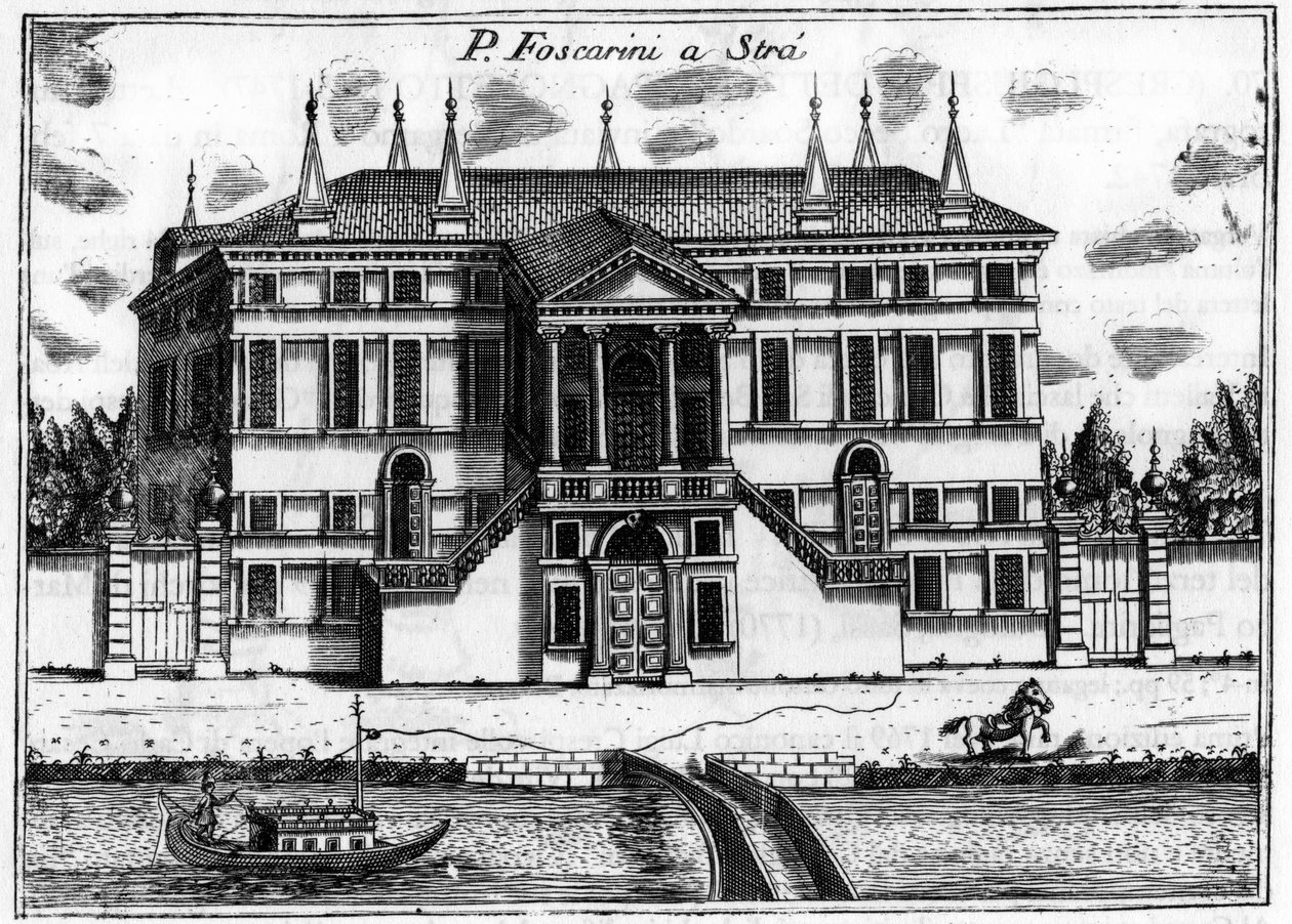Palatset (Palazzo) Foscarini i Stra nära Venedig. i "" Singularity of Venice "" av Vincenzo Coronelli (1650-1718). av Vincenzo Maria Coronelli