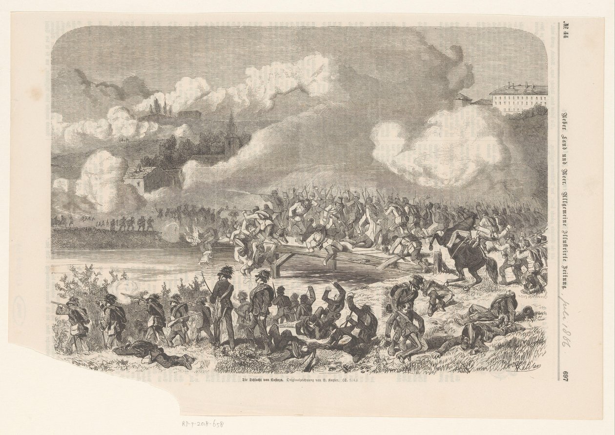 Slaget vid Custoza, 1866 Die Schlacht con Custoza (titel på objekt) av Vinzenz Katzler