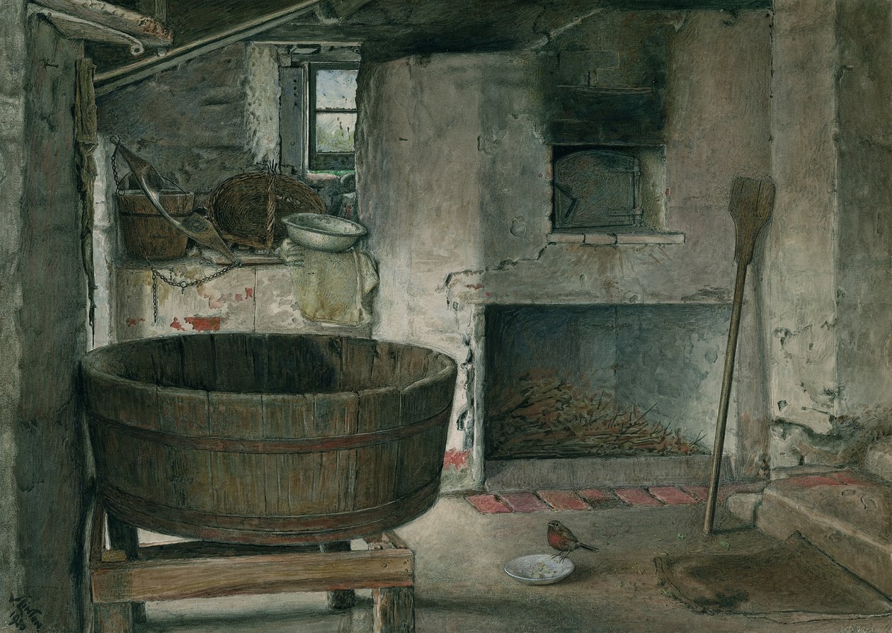 Stuga med Robin, 1930 (wc på kartong) av Violet Linton