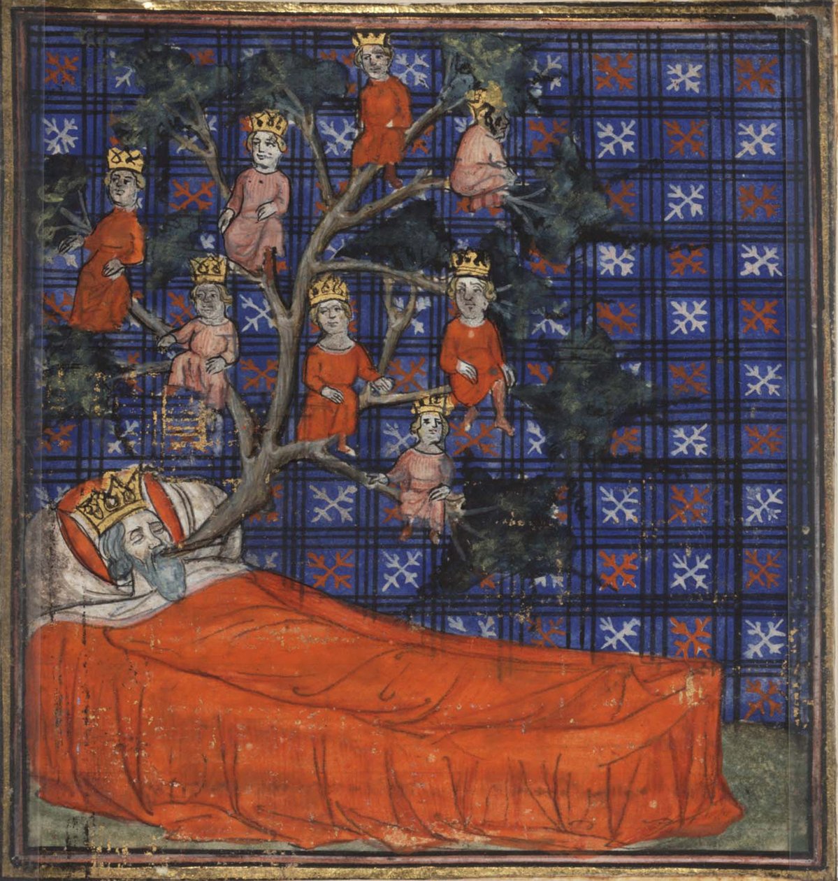 Jesses träd från Bibelns historia av Guiart des Moulins, 1400-1415 av Virgil Master
