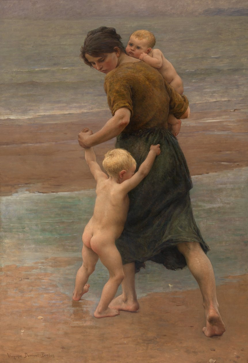 Ner i vattnet! (olja på duk) av Virginie Demont Breton