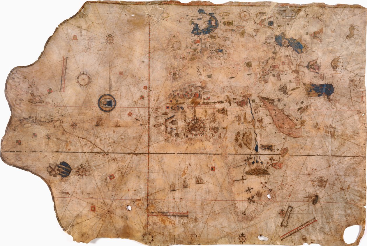 World chart, from eastern coasts of America to India. av Visconte Maggiolo