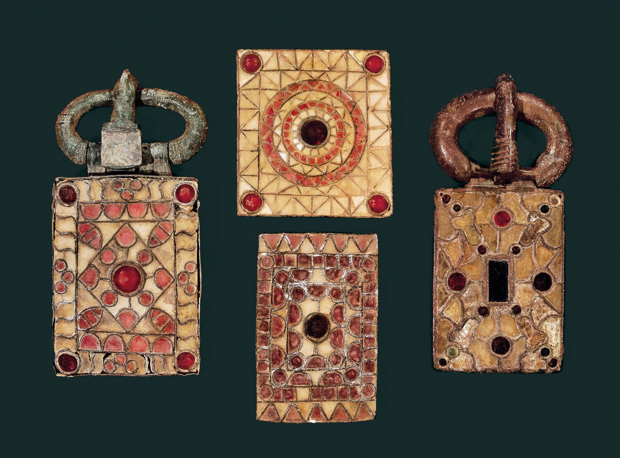 Metallörhängen dekorerade med guld och granat, 700-talet (guld och granat) av Visigothic