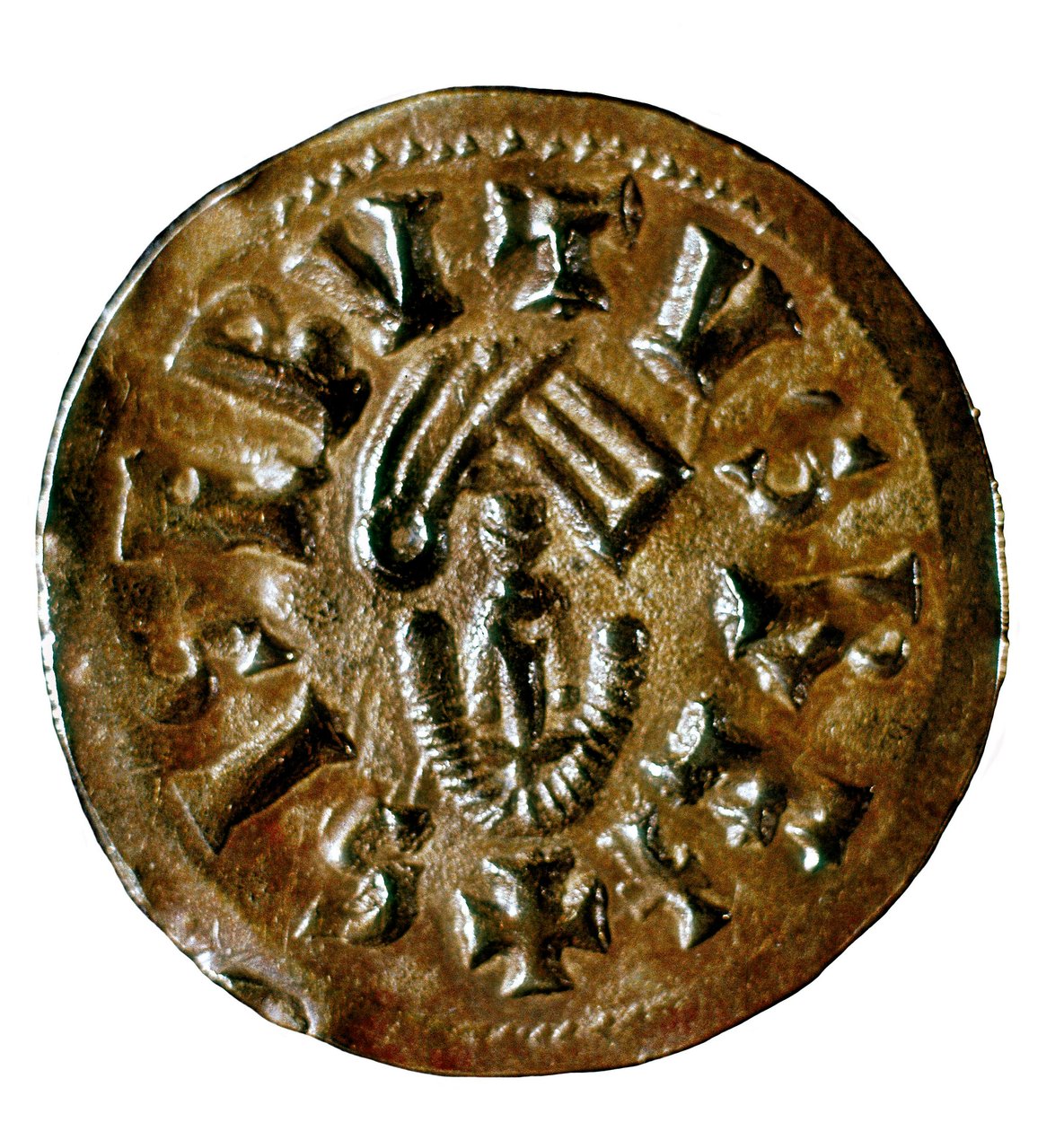 Tremis (eller uns) av kung Sisenand, gjuten i Caesaraugusta (Zaragoza), Spanien, 700-talet (mynt) av Visigothic