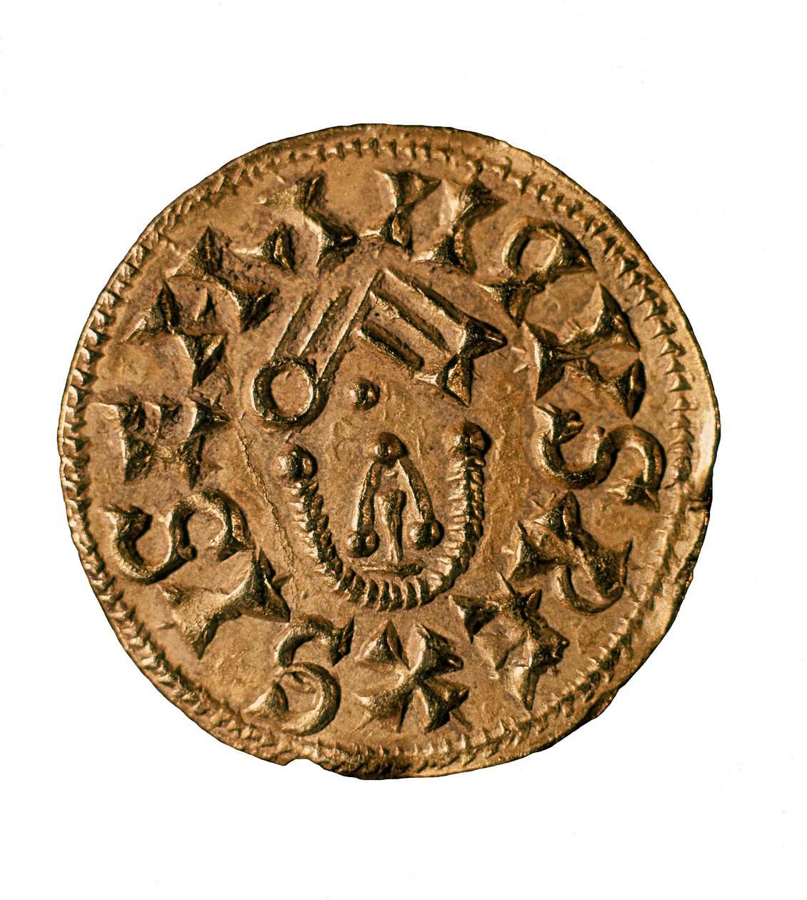 Tremissis (eller triens) av kung Sisenand, gjuten i Tarraco, Spanien, 700-talet (mynt) av Visigothic