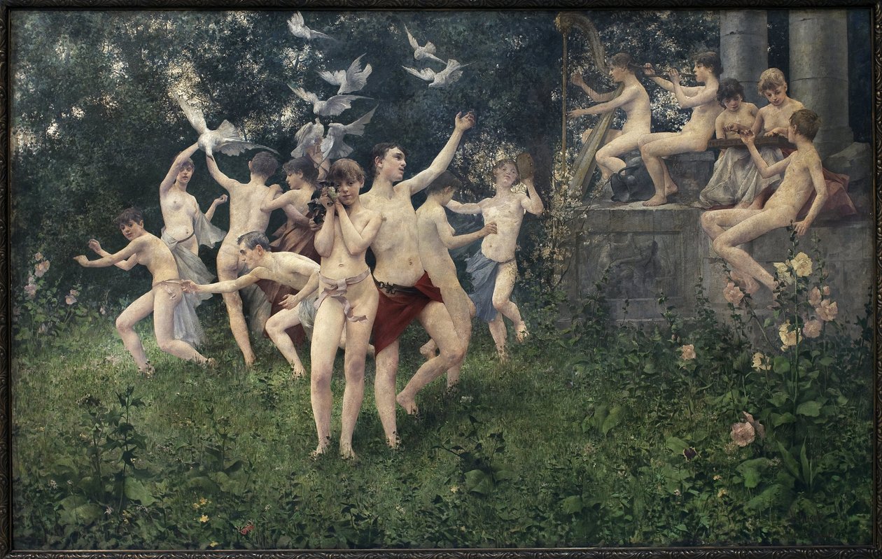 Vårfest (allegorisk scen). Målning av Karel Vitezslav Masek (1865-1927), Olja på duk av Vitezlav Karel Masek