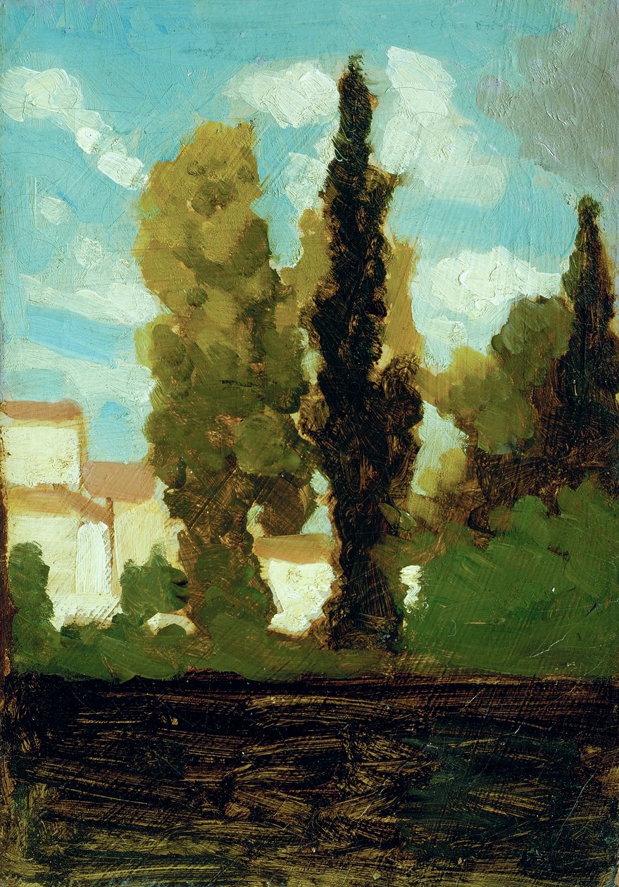 Studie av en by, ca 1860 (olja på papp) av Vito d