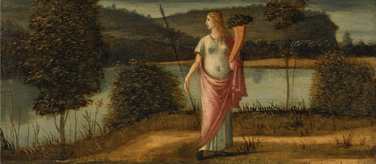 Allegorical Figure of a Woman in a Landscape Holding Spear  av Vittore Carpaccio
