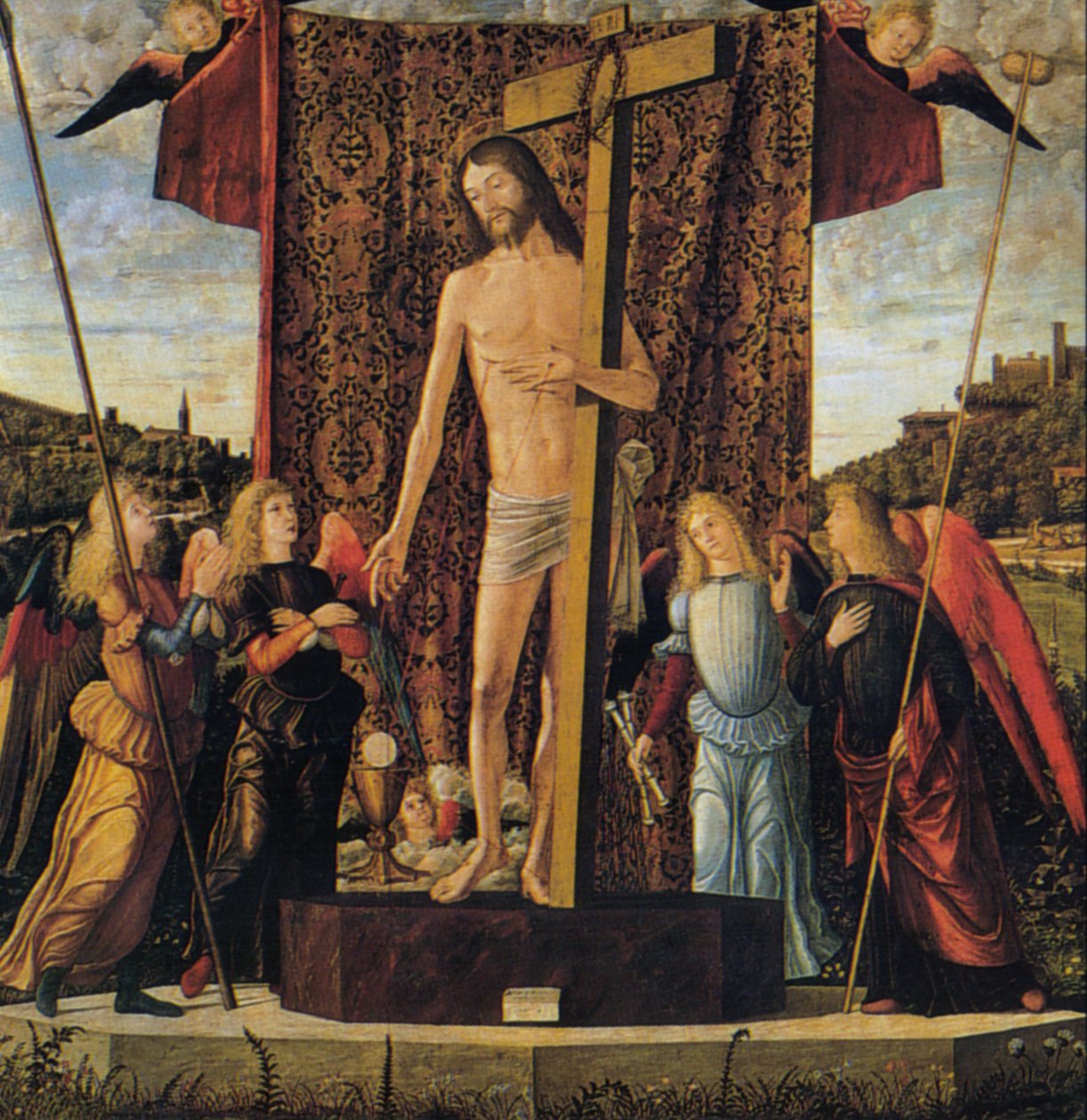 Cristo tra quattro angeli con gli strumenti della Passione av Vittore Carpaccio