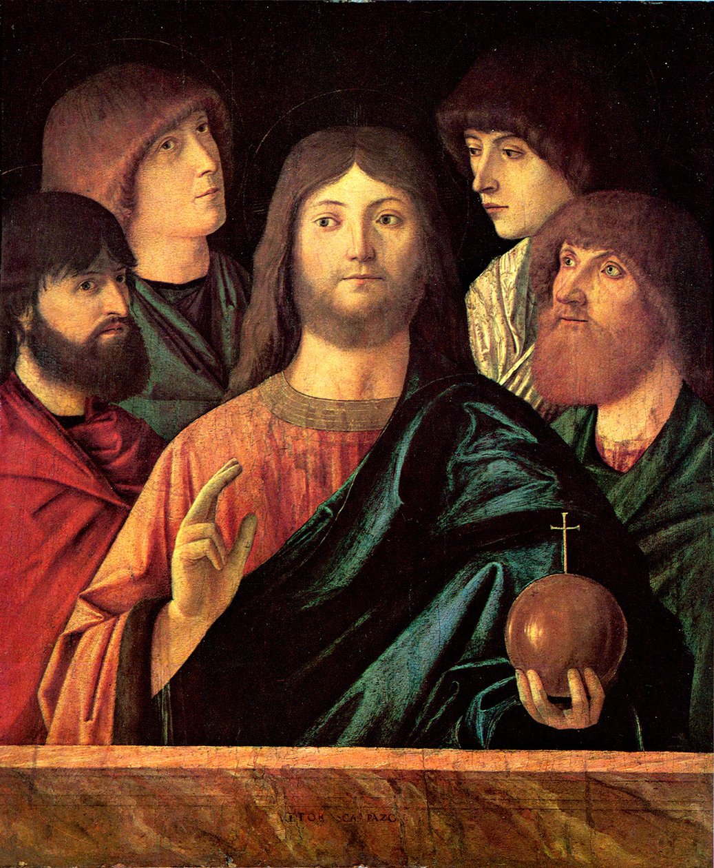 Der Erlöser segnet vier Apostel av Vittore Carpaccio