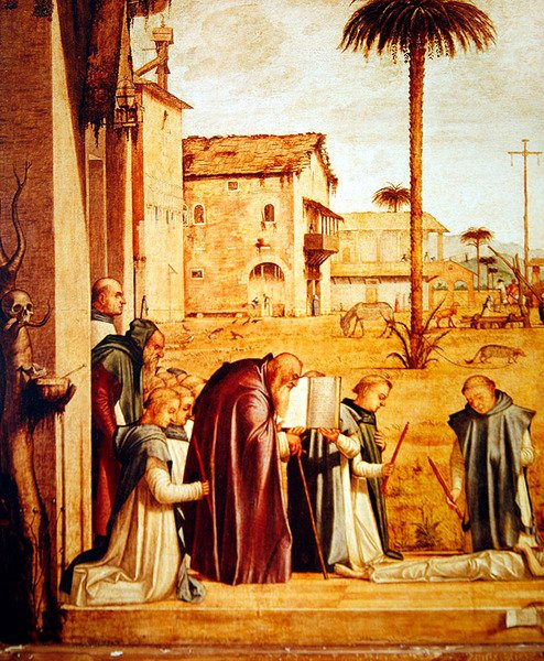 Detalj av begravningen av S:t Hieronymus, c.1507-09 av Vittore Carpaccio
