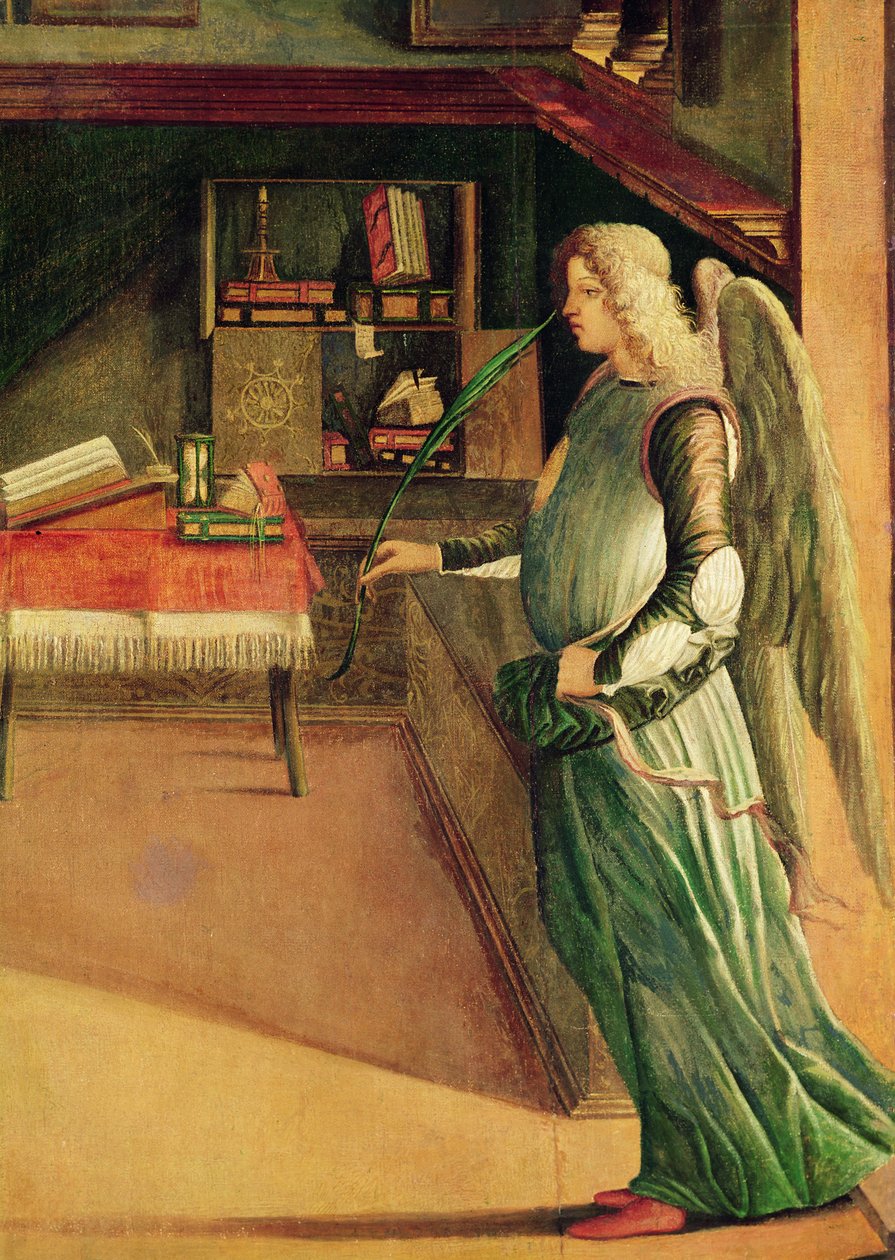 Detalj av ängeln från drömmen om den heliga Ursula, ca 1490-96 (detalj av 257437) av Vittore Carpaccio