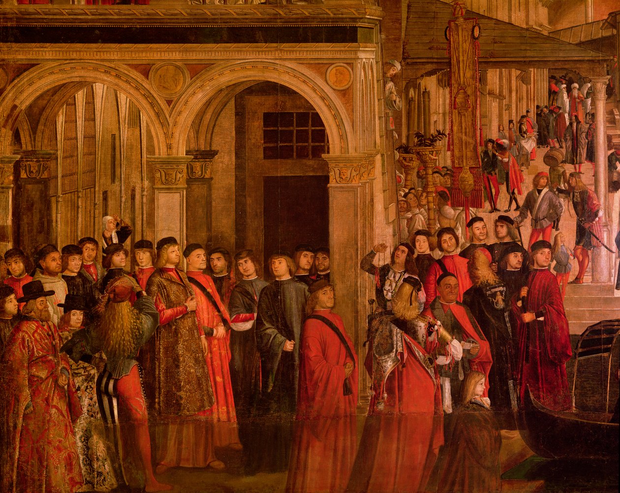 Miraklet av reliken från det sanna korset på Rialtobron, 1494 olja på duk detalj från 119437 av Vittore Carpaccio