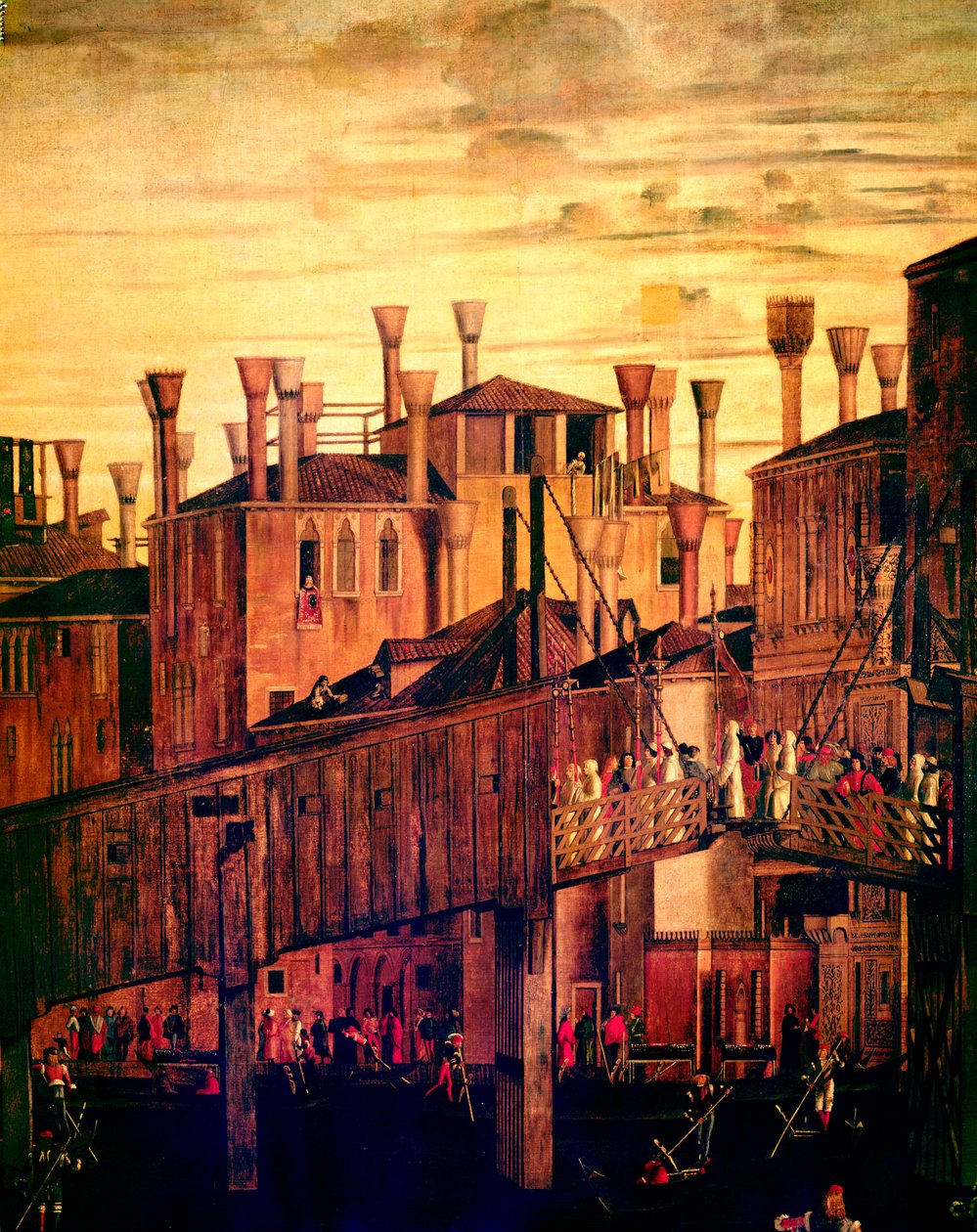 Rialtobron i trä, från Miracle of the Relic of the True Cross, 1494 olja på duk detalj från 119437 av Vittore Carpaccio