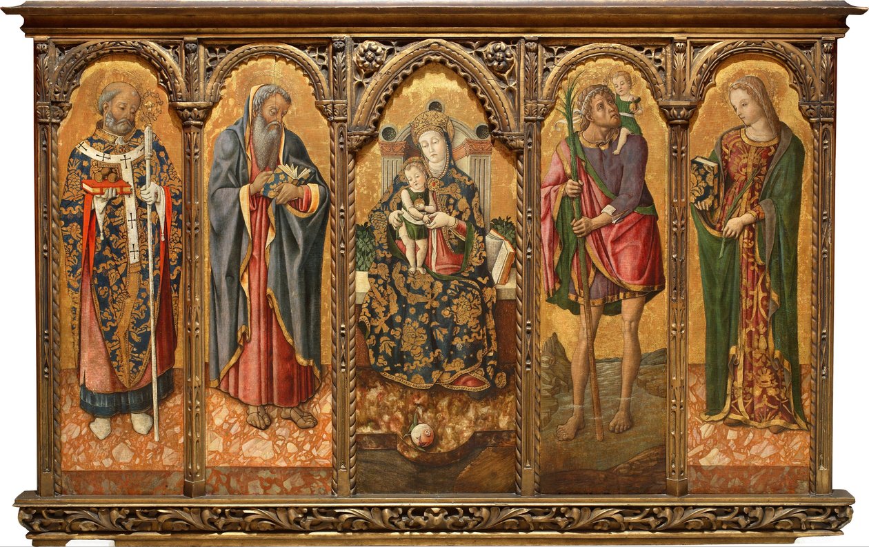 Madonna och barn med heliga av Vittore Crivelli