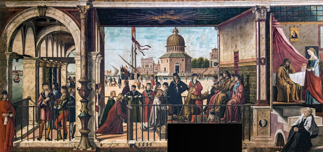 De engelska ambassadörernas ankomst till kungen av Bretagnes hov The Legend of..., 1495-150 av Vittore Carpaccio
