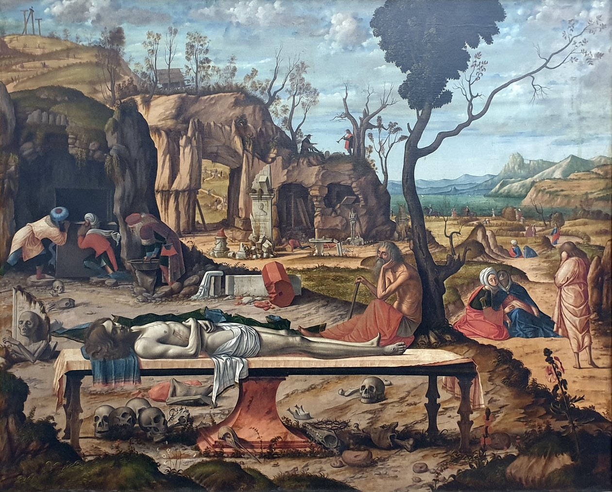 Tyska: Die Grabbereitung Christi Förberedelse av Kristi grav av Vittore Carpaccio