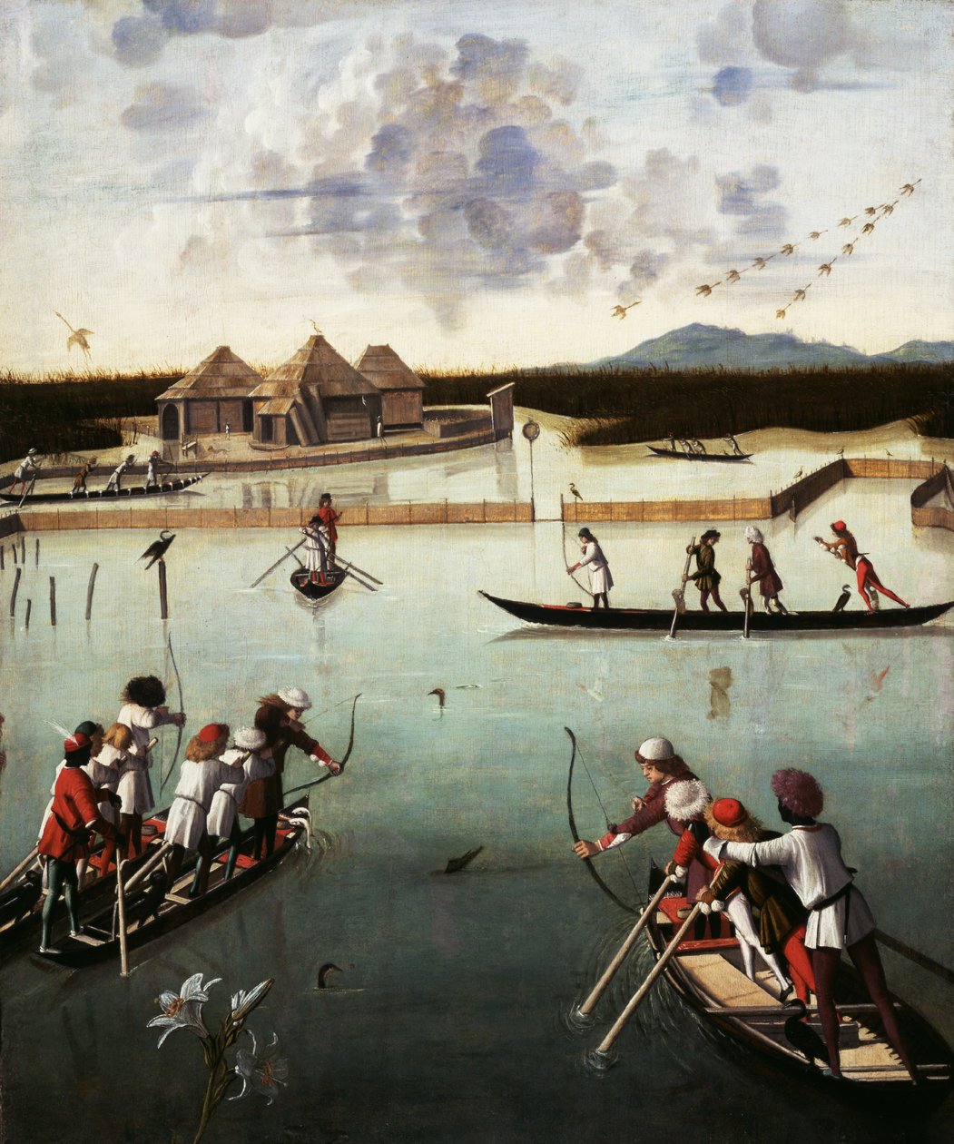 Jakt på lagunen, ca 1490-5 (olja på panel) av Vittore Carpaccio
