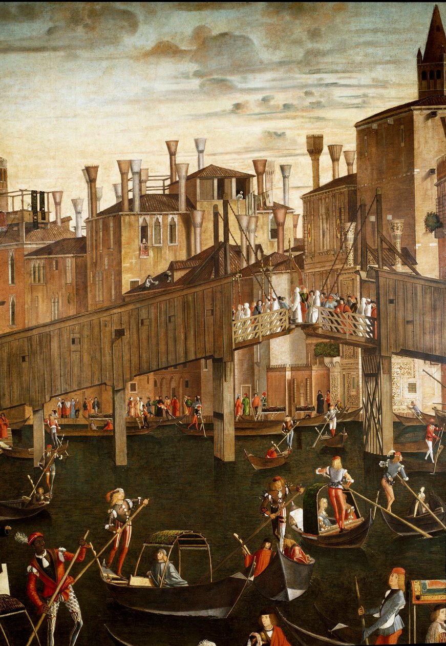 Miraklet av reliken av det heliga korset vid Rialtobron i Venedig, detalj. Målning av Vittore Scarpazza dit Vittore Carpaccio (1460-1525) av Vittore Carpaccio