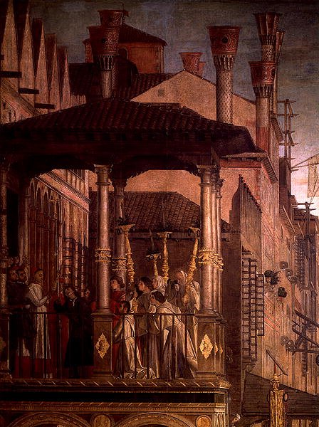 Miraklet med det sanna korsets relik på Rialtobron (olja på duk) (detalj av 119437) av Vittore Carpaccio