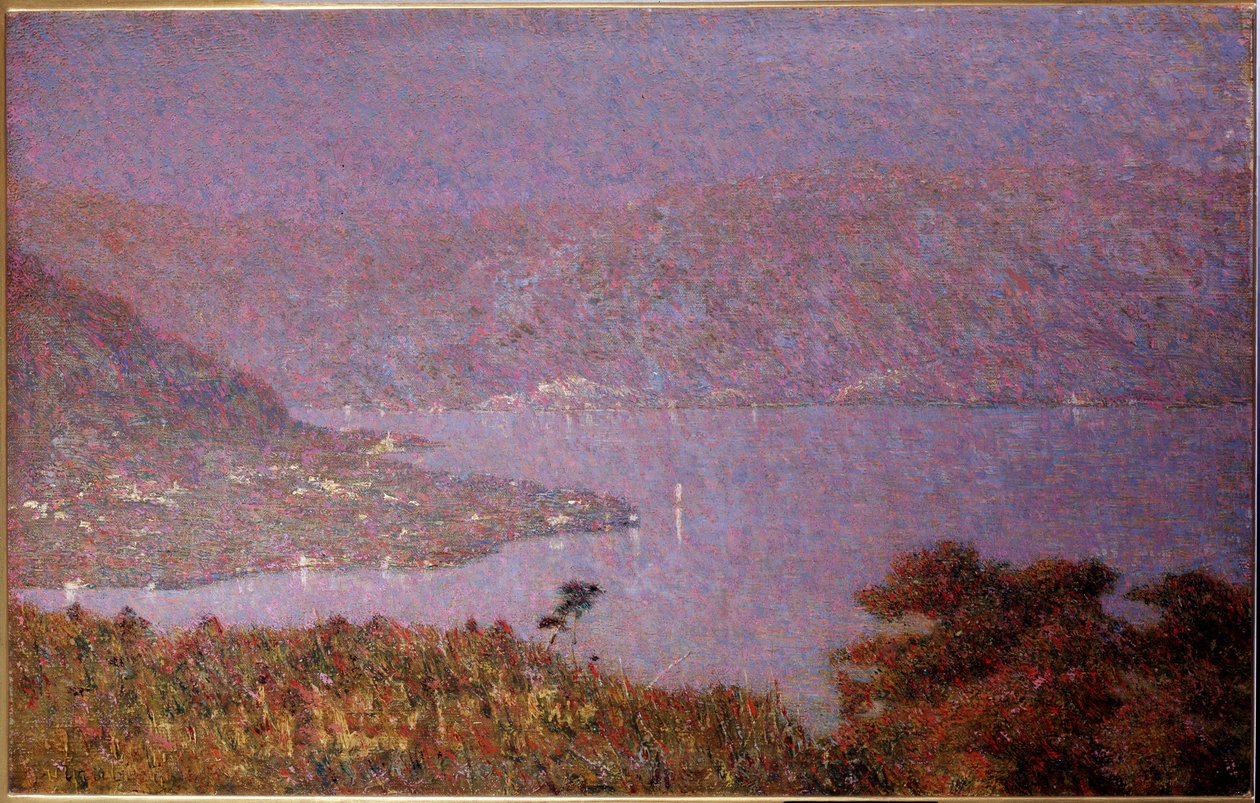 Kärlekens pärla (Nebbiolina sul lago) (Dimma på sjön, Dimmor på sjön) Målning av Vittore Grubicy de Dragon (1851-1920) 1896 Dim 33,5x51 cm Milano, Galleria d