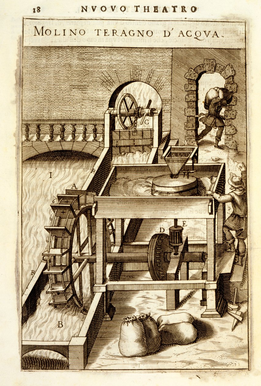 Vattendriven fräs, 1607 av Vittorio Zonca