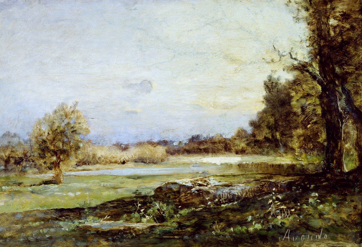 Country, cirka 1870, av Vittorio Avondo (1836-1910), olja på duk, 24x35 cm av Vittorio Avondo