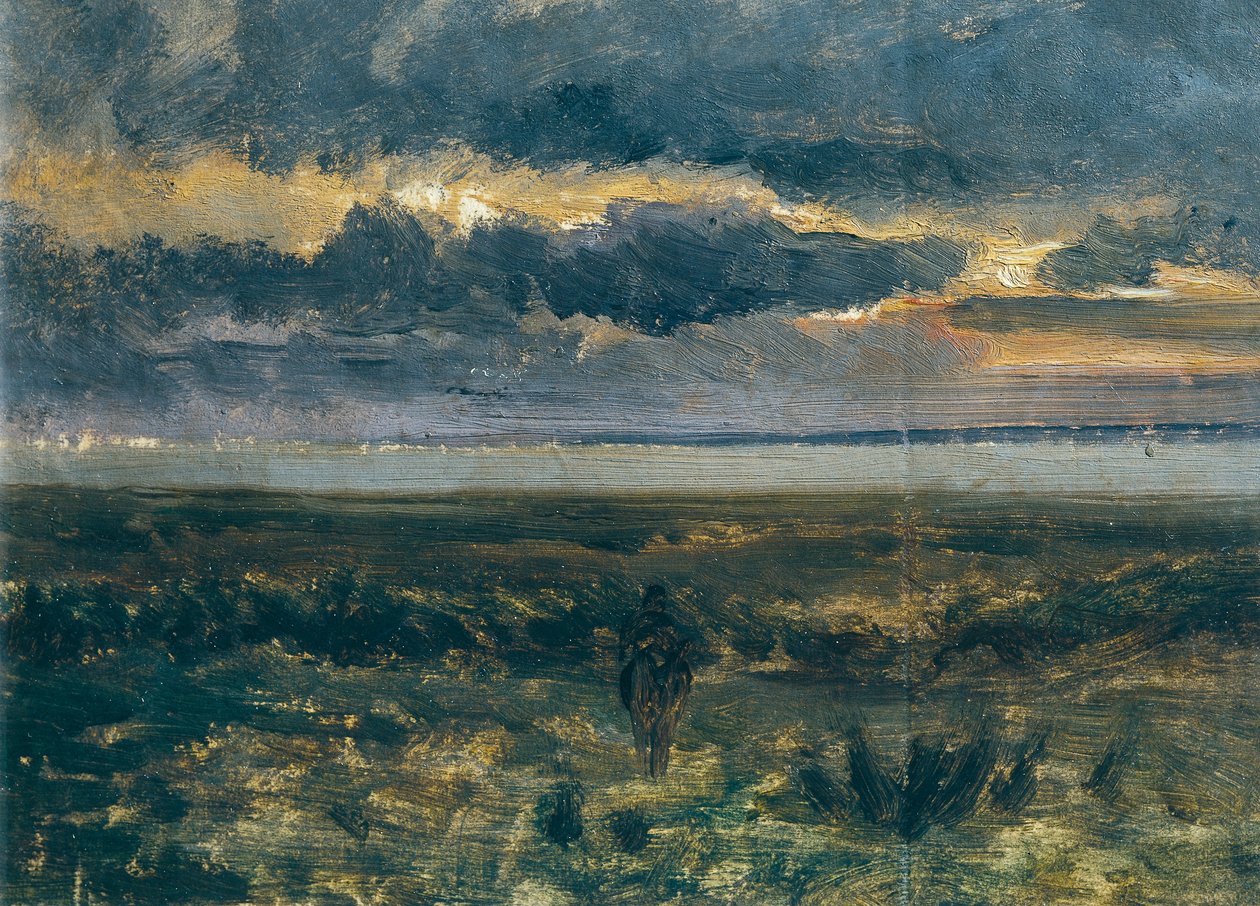Solnedgång över havet, av Vittorio Avondo (1836-1910) av Vittorio Avondo
