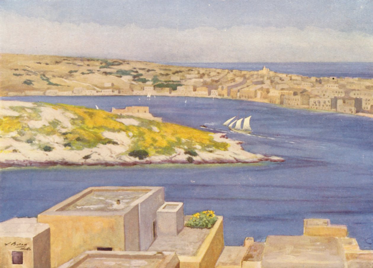 Malta: Sliema (färglitografi) Sliema (färglitografi) av Vittorio Boron