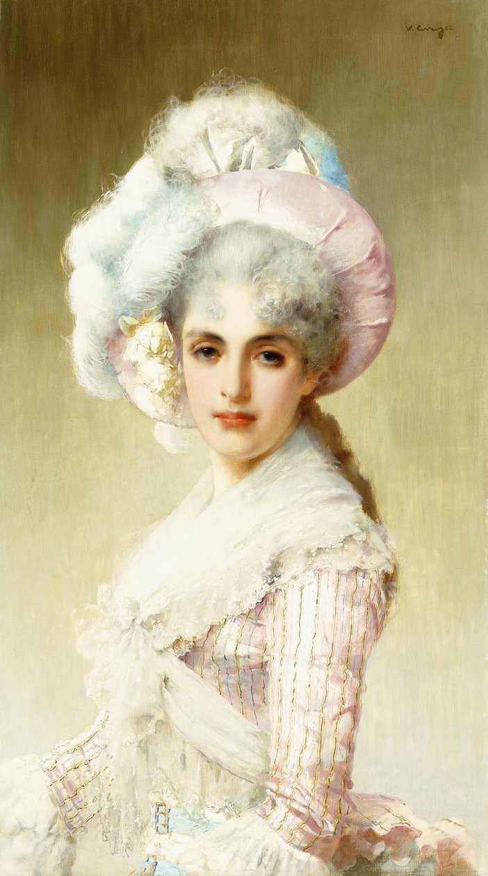 Elegant dam i rosa av Vittorio Matteo Corcos