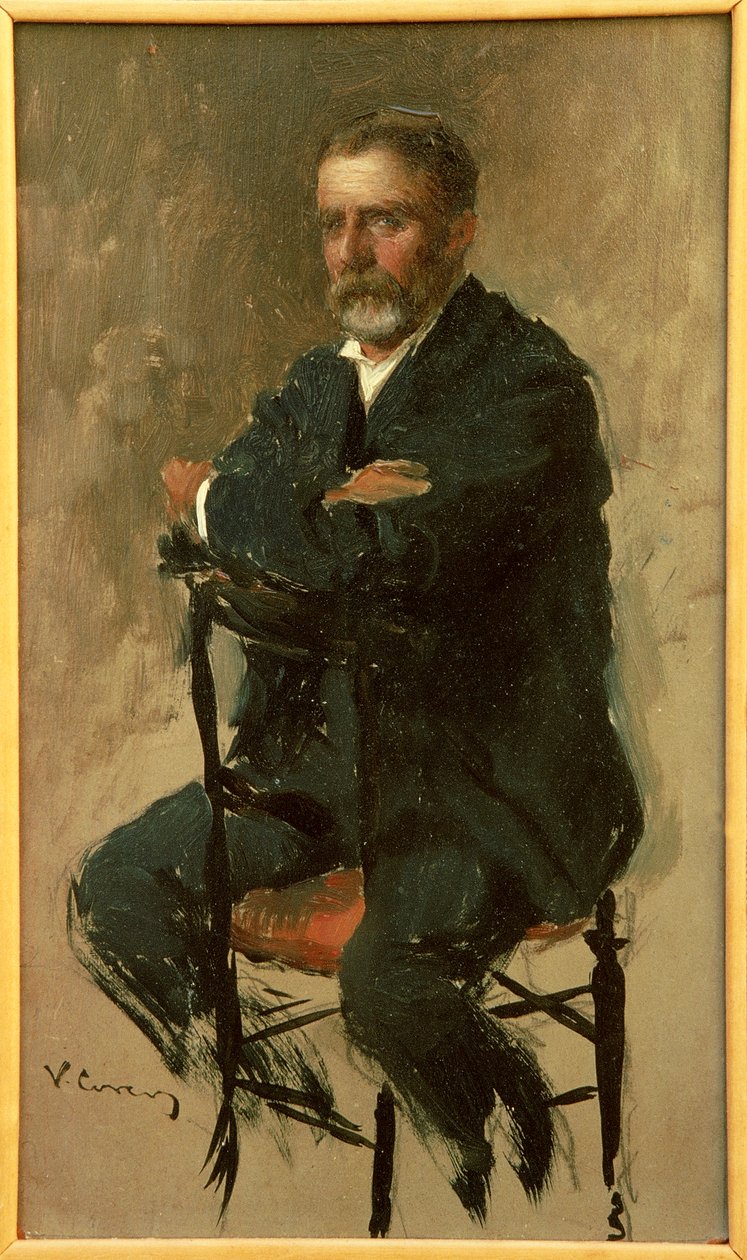 Porträtt av Renato Fucini, italiensk författare av Vittorio Matteo Corcos (1859-1933), olja på kartong, 23x14 cm av Vittorio Matteo Corcos