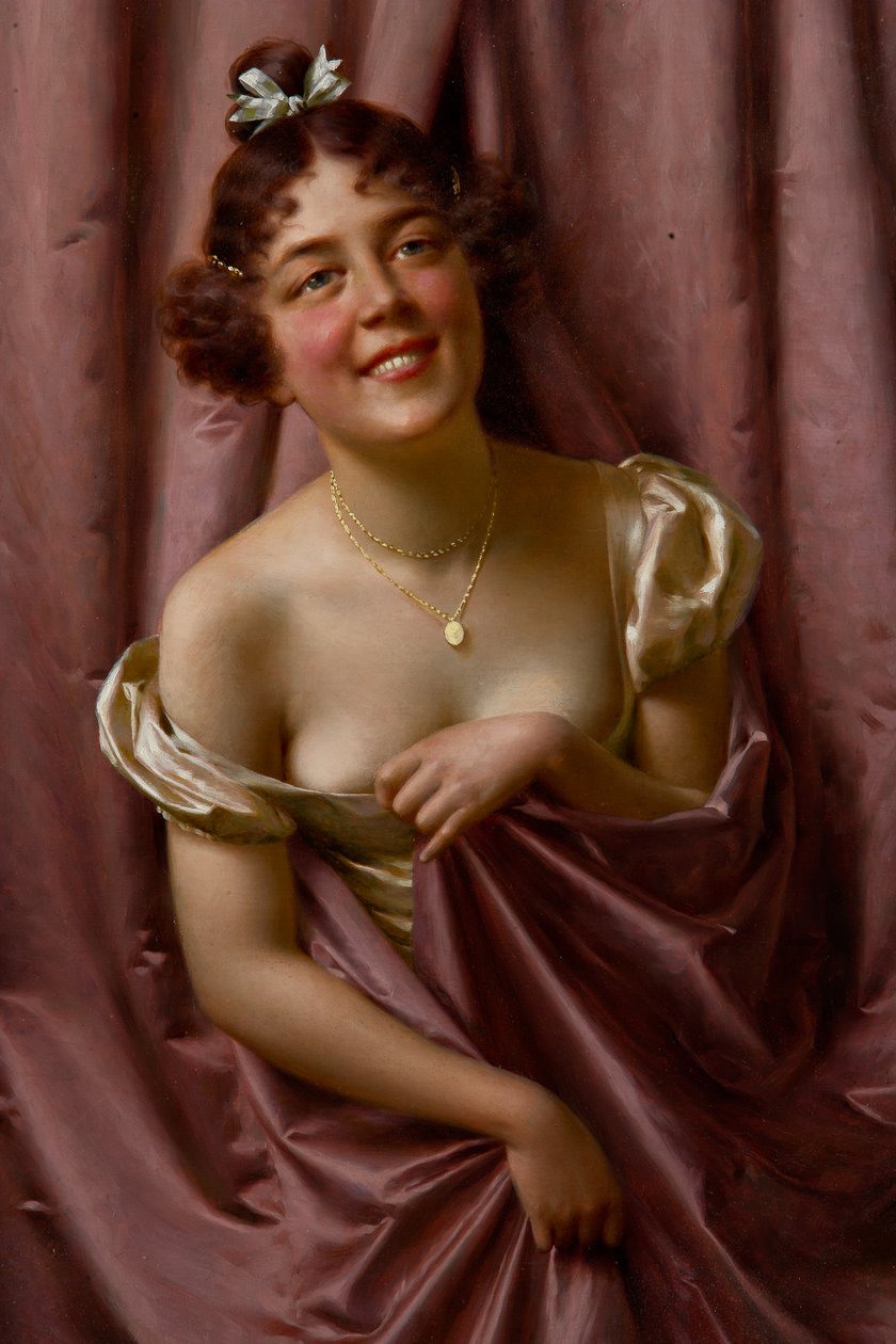 Lady in Purple (olja på duk) av Vittorio Reggianini