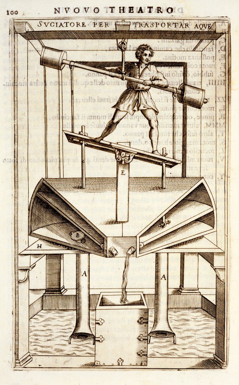 Hydraulisk pumpmaskin för rörligt vatten, 1607 av Vittorio Zonca