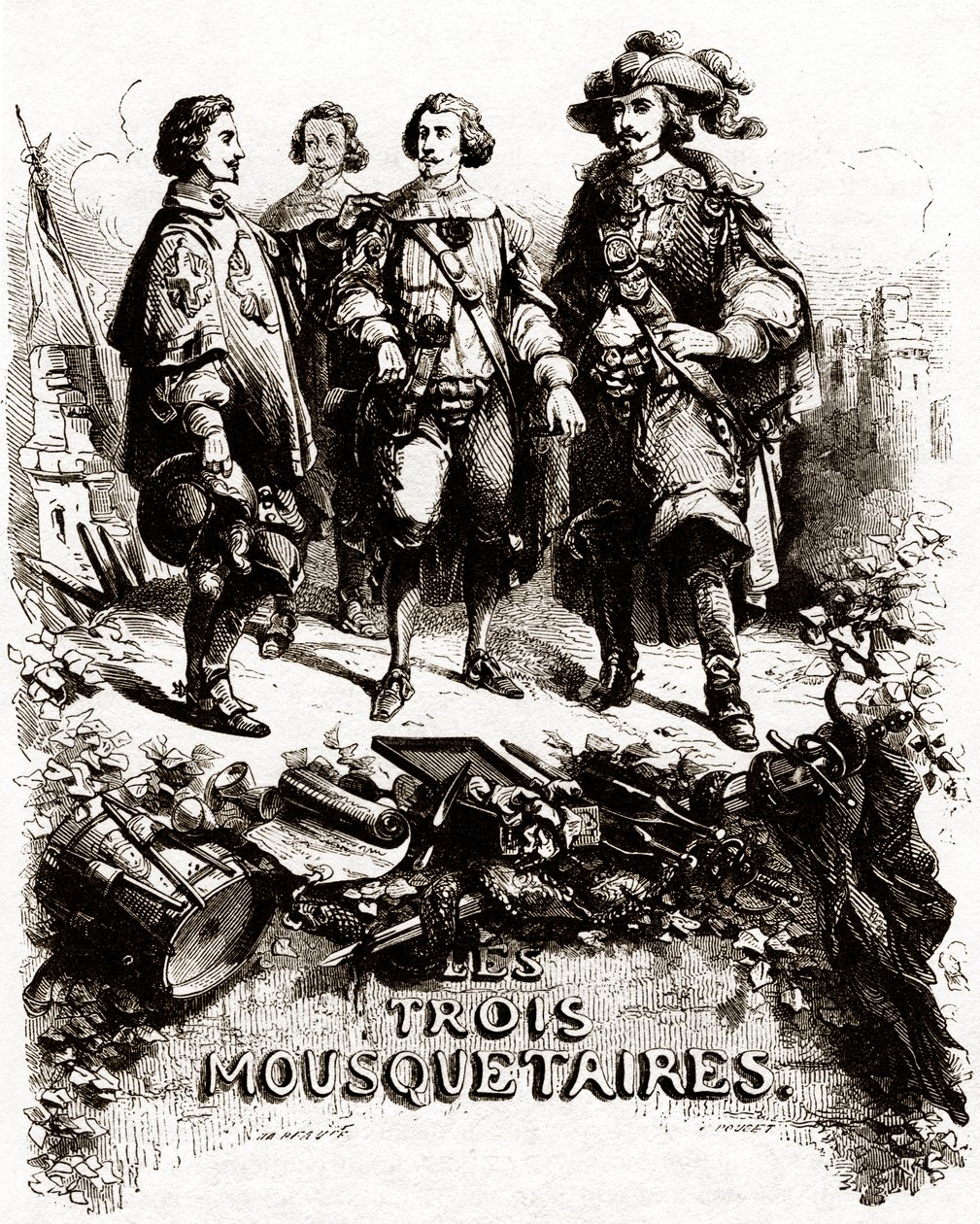 Titelsida från "De tre musketörerna" av Vivant (after) Beauce