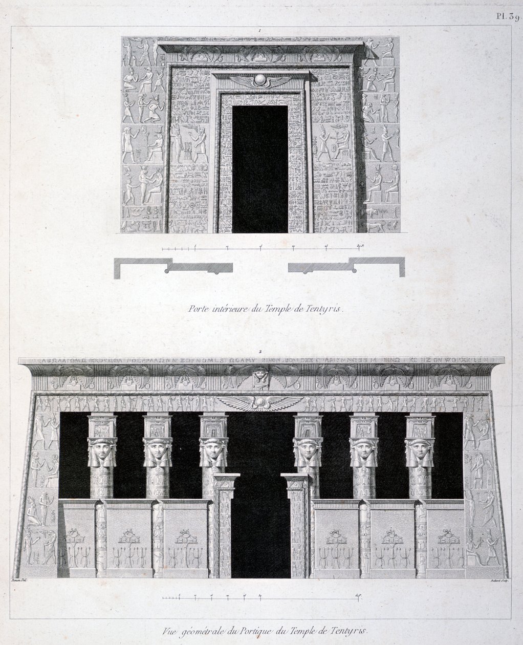 En dörröppning och portal vid Tentyris tempel, 1800-talet av Vivant Denon