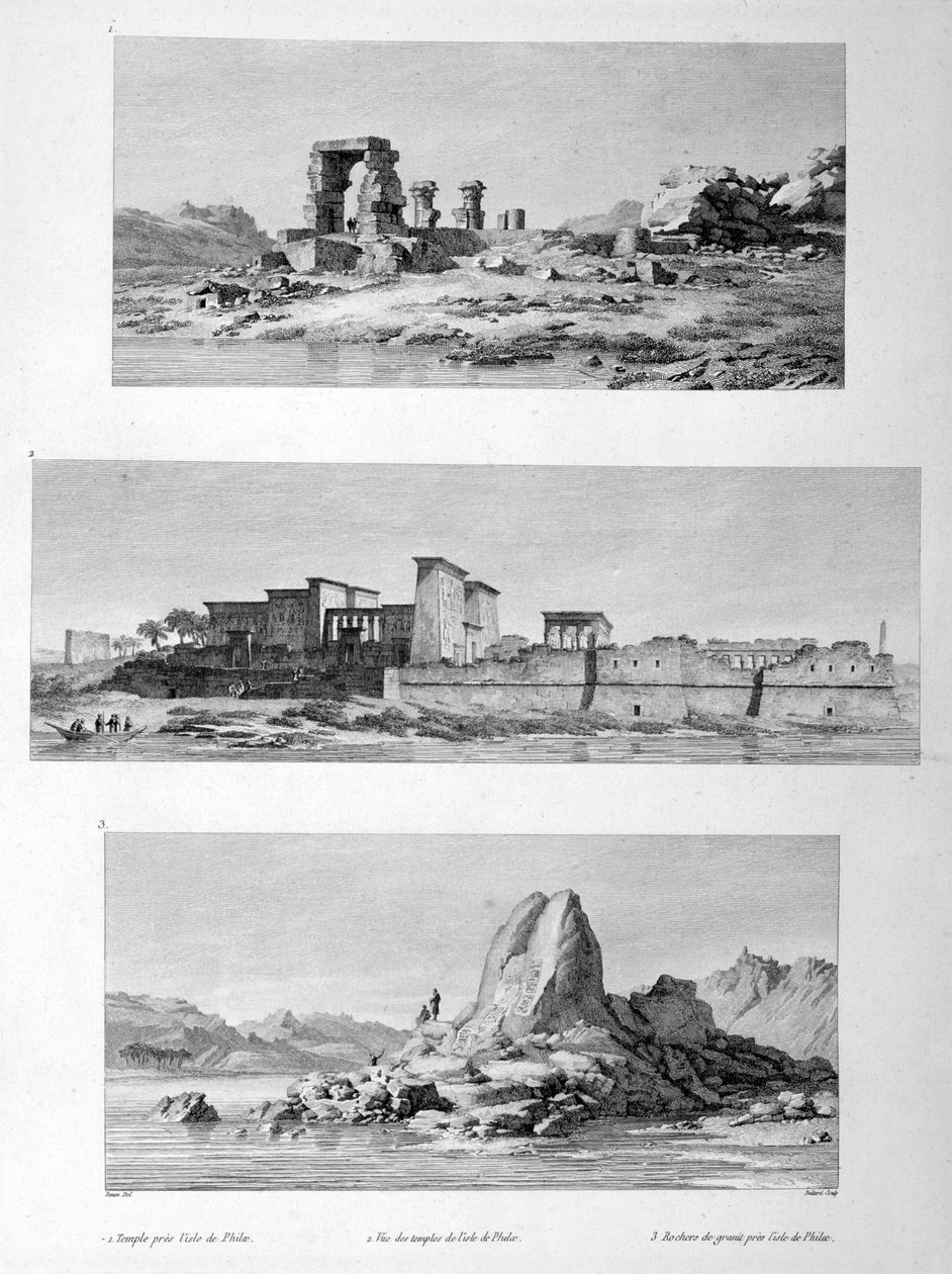 Förstörda tempel i Philae, Egypten, 1802 av Vivant Denon