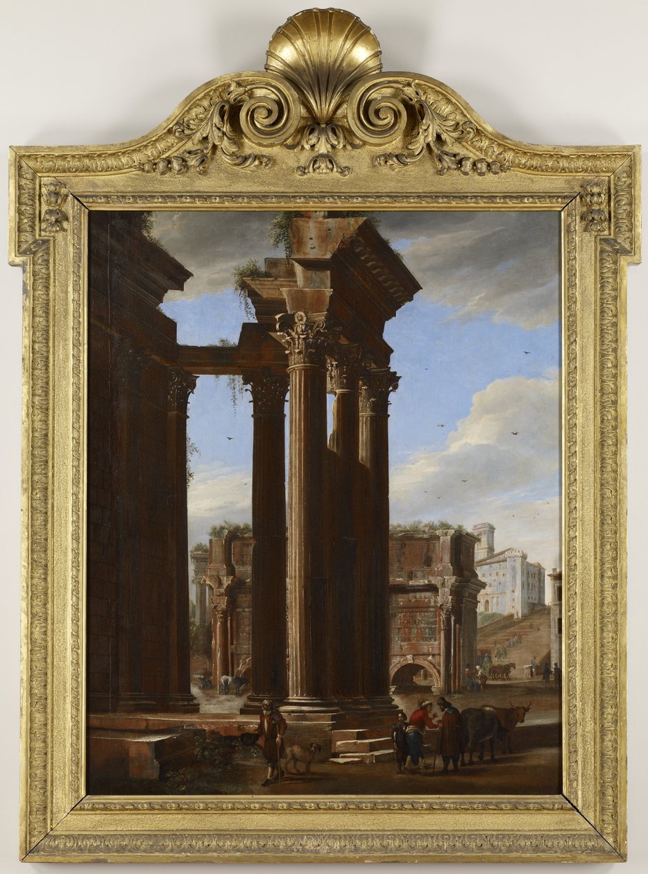 View in the Roman Forum av Viviano Codazzi; Michelangelo Cerquozzi